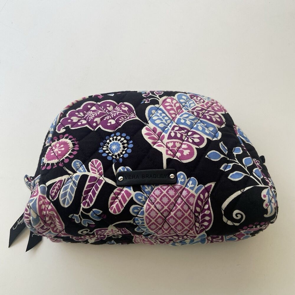 Vera Bradley Cosmetic Zip Bag “Alpine Floral” Wipe-Clean Plastic Lining Toiletry